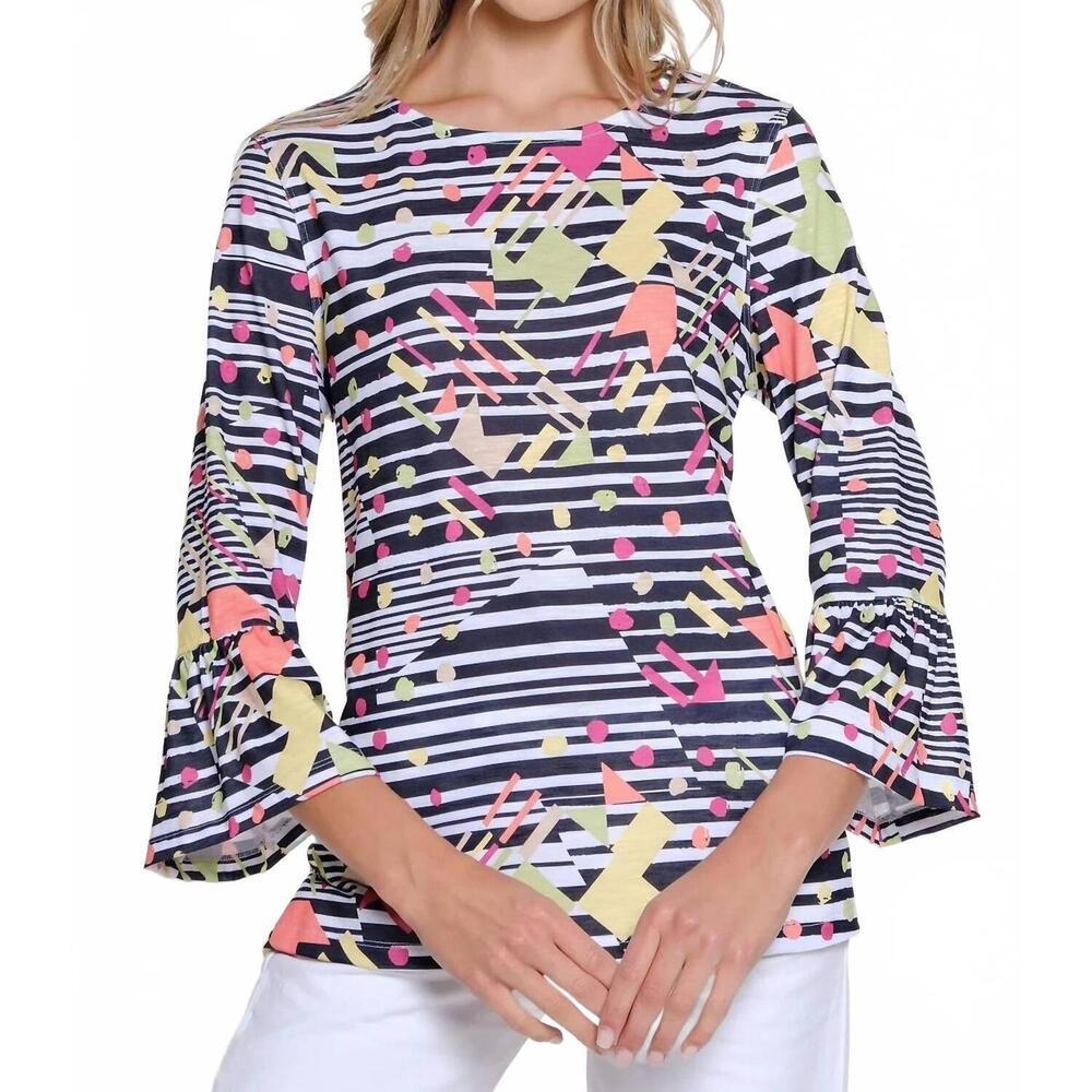 NEW MULTIPLES geometric blouse in grand bazaar